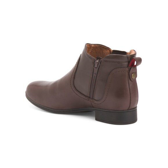 COBB HILL ROCKPORT Brown Leather Crosbie Gore Comfort Booties - Picture 2 of 2